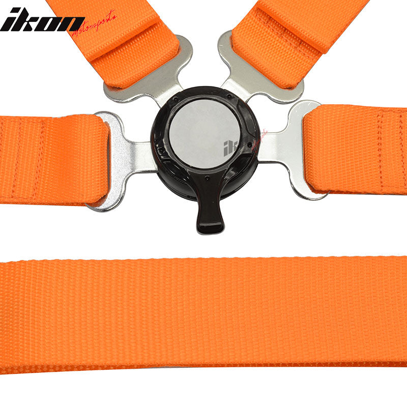 Pair Of Orange 4 Point Nylon Harness Camlock Racing Seat Belts
