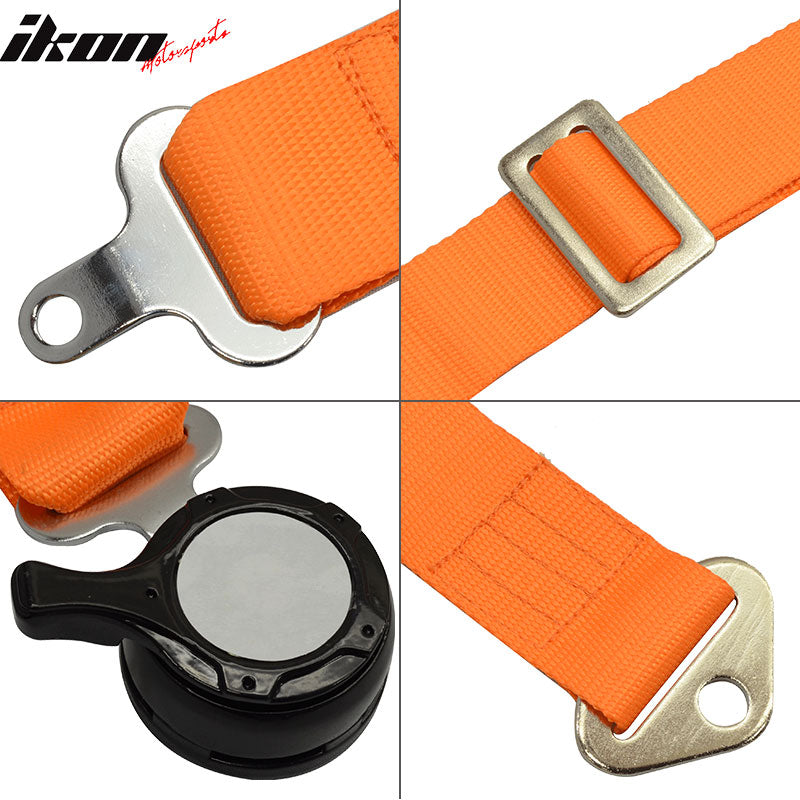 Pair Of Orange 4 Point Nylon Harness Camlock Racing Seat Belts