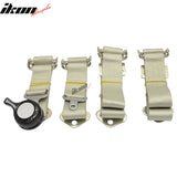 Pair Of White Light Silver 4 Point Harness Camlock Racing Seat Belts
