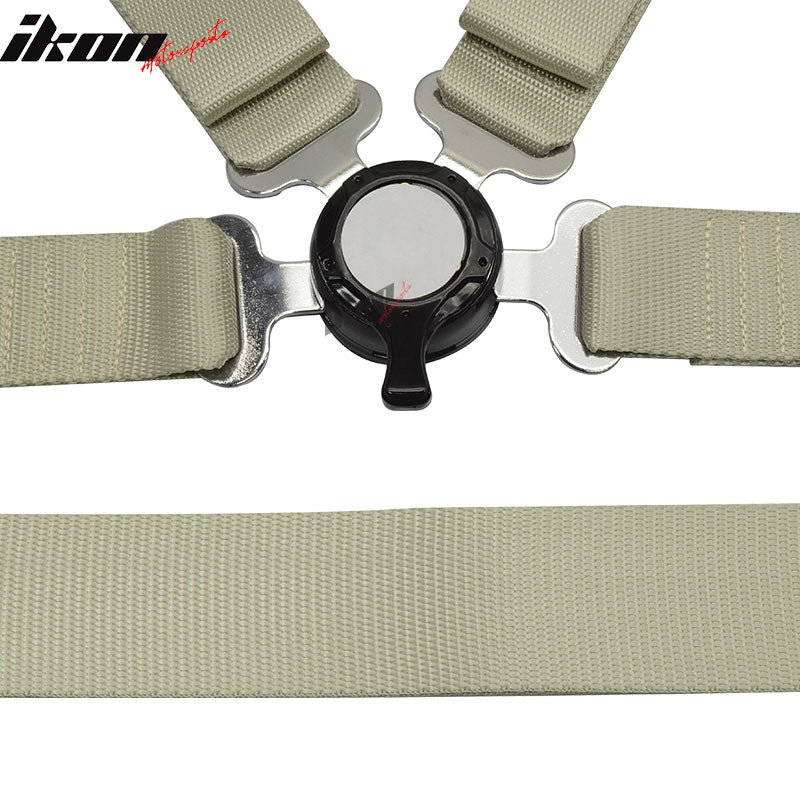 Pair Of White Light Silver 4 Point Harness Camlock Racing Seat Belts