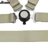 Pair Of White Light Silver 4 Point Harness Camlock Racing Seat Belts