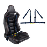 Universal Black 4 Point Buckle Racing Seat Belt Harness Nylon