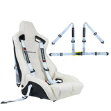 Universal Gray 4 Point Buckle Racing Seat Belt Harness Nylon