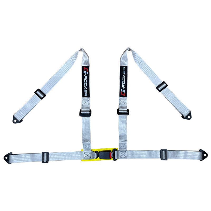 Universal Gray 4 Point Buckle Racing Seat Belt Harness Nylon
