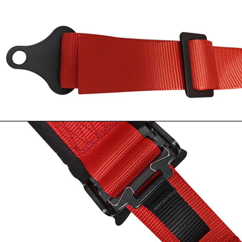 Universal 2" Wide 4 Point Buckle Racing Seat Belt Harness Nylon Red