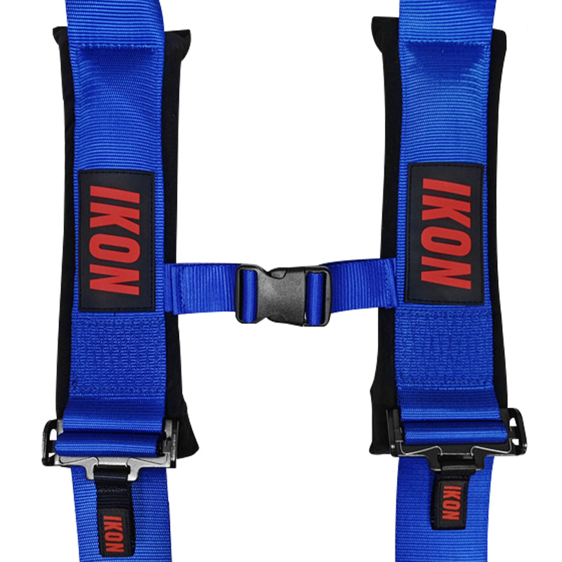 Universal 3" Wide 4 Point Buckle Racing Seat Belt Harness Nylon Blue