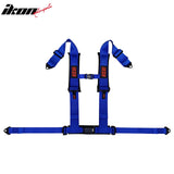 Universal 3" Wide 4 Point Buckle Racing Seat Belt Harness Nylon Blue