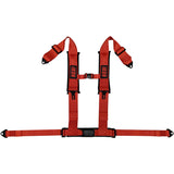Universal 3" Wide 4 Point Buckle Racing Seat Belt Harness Nylon Red