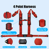 Universal 3" Wide 4 Point Buckle Racing Seat Belt Harness Nylon Red
