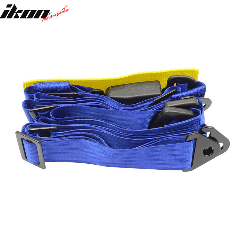 Pair Of Blue 4 Point Racing Seat Belts Shoulder Strap Harness