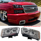 2003-2007 Chevrolet Silverado 1500 2500 3500 2PCS Driver Passenger Side Front Bumper Driving Headlights Head Lamps Assembly Replacement Black Chrome