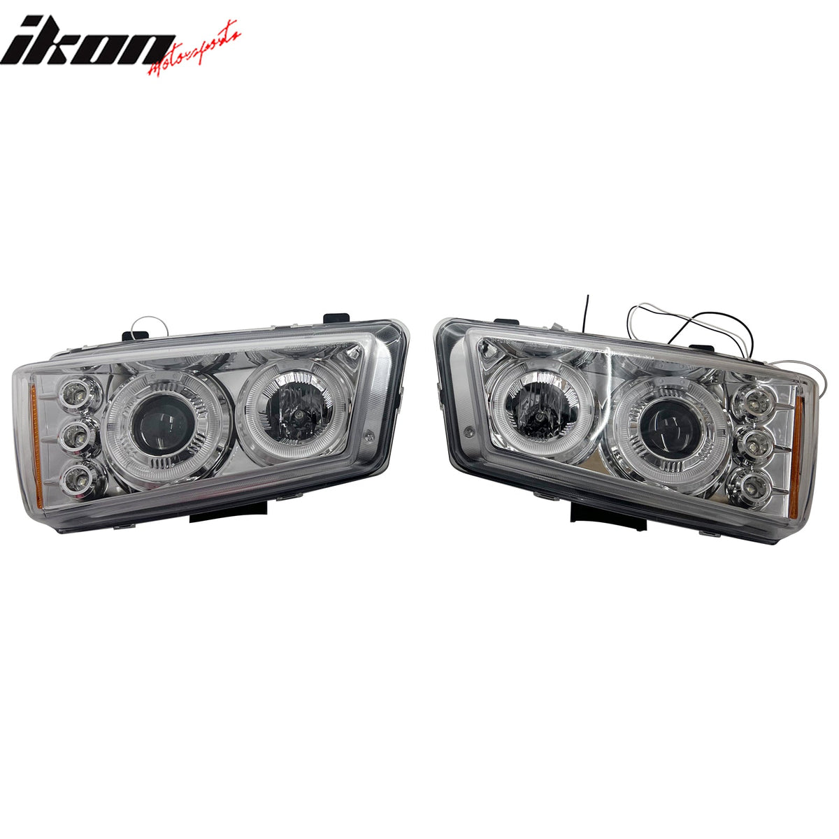 2003-2007 Chevrolet Silverado 1500 2500 3500 2PCS Driver Passenger Side Front Bumper Driving Headlights Head Lamps Assembly Replacement Black Chrome