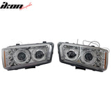 2003-2007 Chevrolet Silverado 1500 2500 3500 2PCS Driver Passenger Side Front Bumper Driving Headlights Head Lamps Assembly Replacement Black Chrome