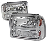 Spec-D Crystal Headlights Ford F250 / F350 (1999-2004) w/ or w/o LED Light Bar