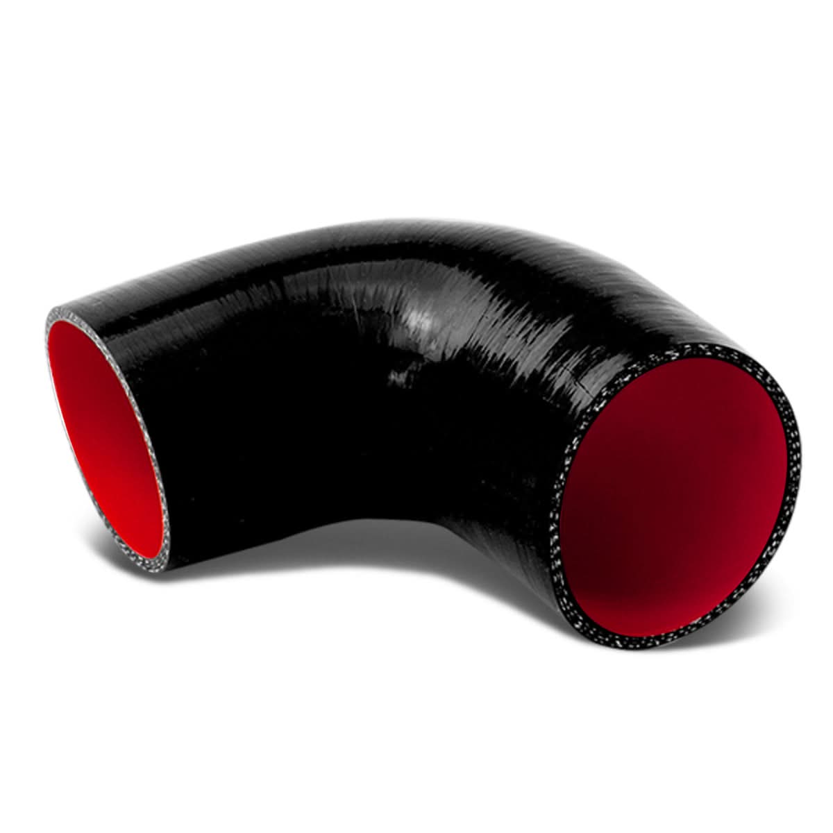 2.75" to 3.00" 90 Degree Silicone Reducer Hose 3-Ply Black/Red