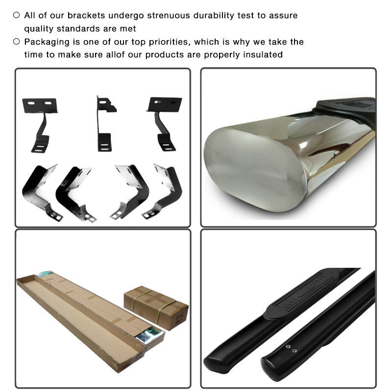 1984-2001 Jeep Cherokee 3" Steel Side Step Running Boards Black Silver