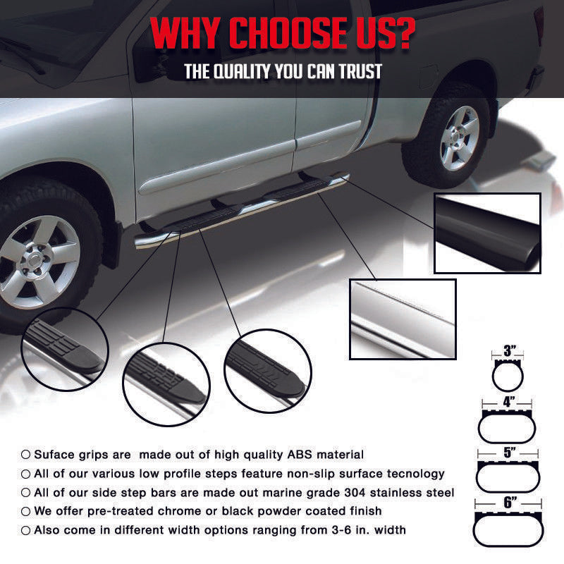 2005-2017 Toyota Tacoma Double Cab 4'' Oval Black Running Boards Steel