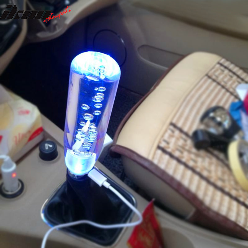 Universal LED RGB Shift Knob 10mm Transparent Bubble W Thread Adapters