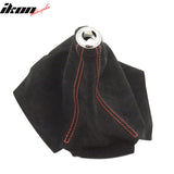 Universal JDM BlackÂ Red Stitch Suede Shift Cover Manual Leather
