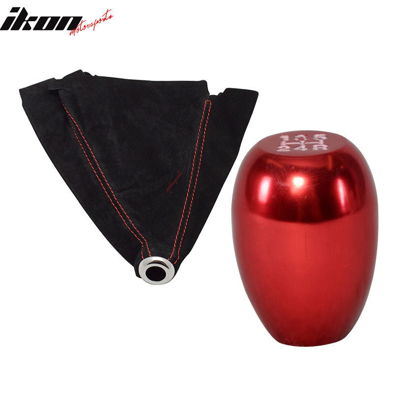 Honda Acura JDM 5-Speed Red knob Shift Knob Stitch Suede Boot Cover
