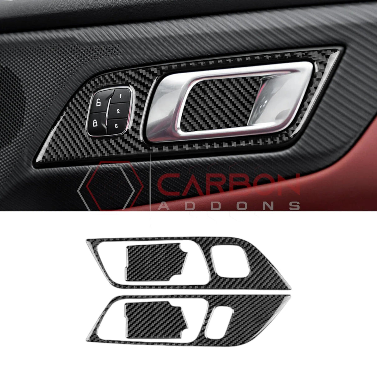 2024+ S650 Mustang Real Carbon Interior Door Handle Trim Overlay