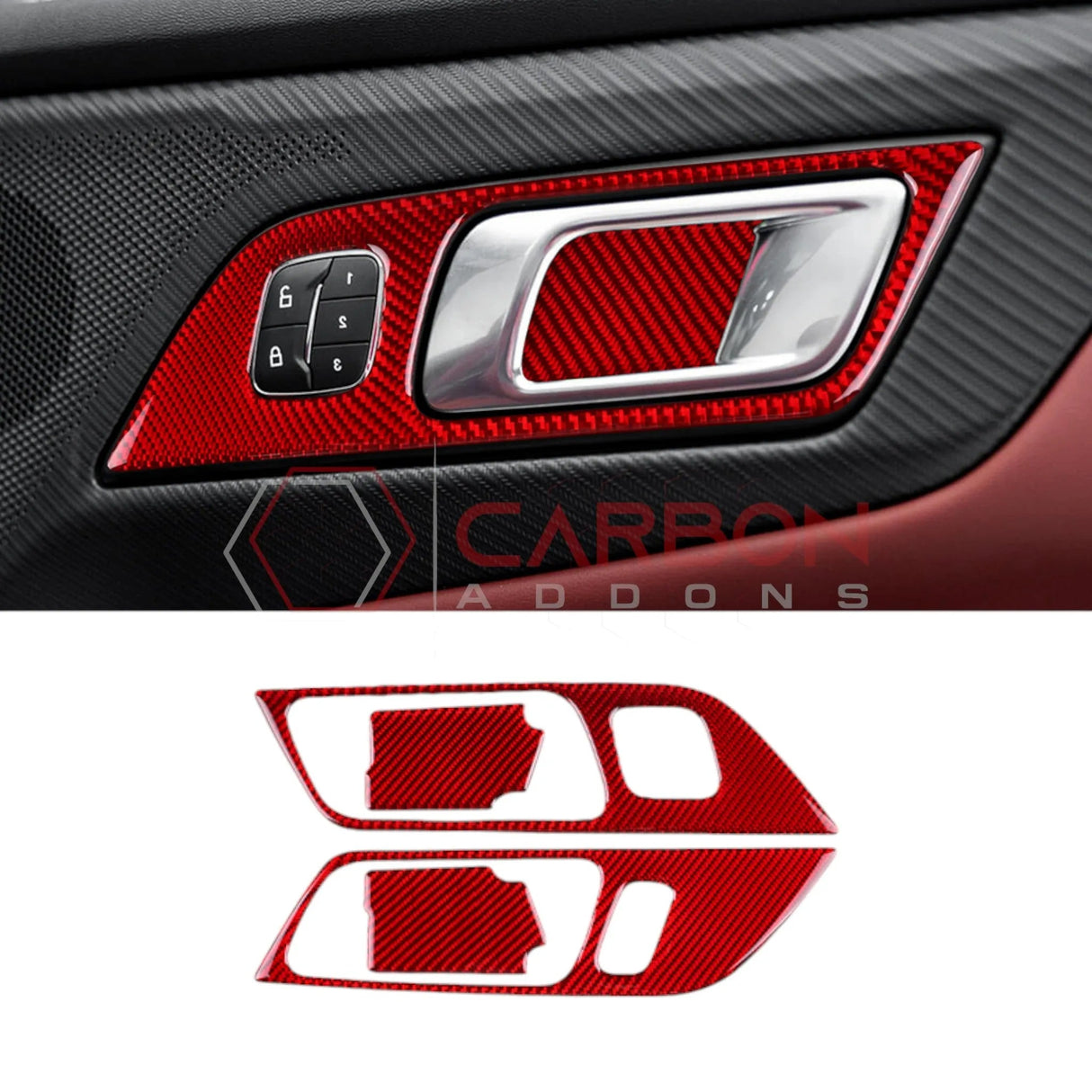 2024+ S650 Mustang Real Carbon Interior Door Handle Trim Overlay