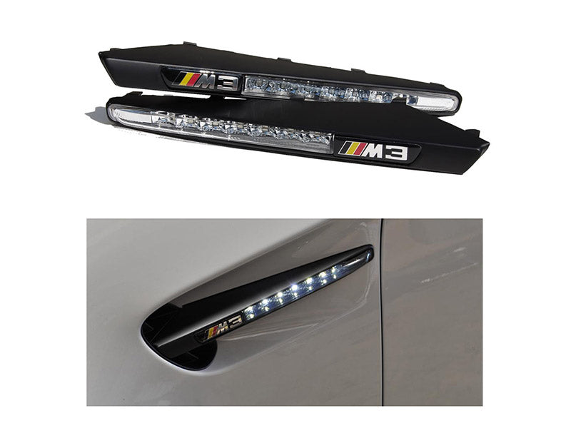 2008+ BMW E90/E92/E93 M3 White LED Clear Side Marker w/ Black Frame
