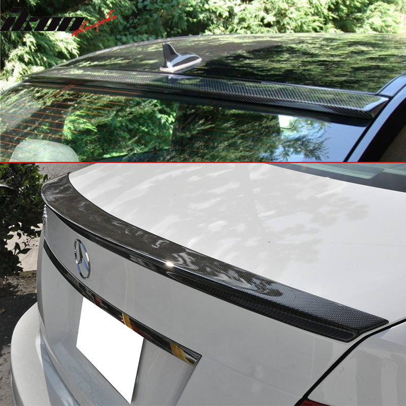 Fits 08-14 C-Class W204 CF OE Roof Wing & D Type Trunk Spoiler