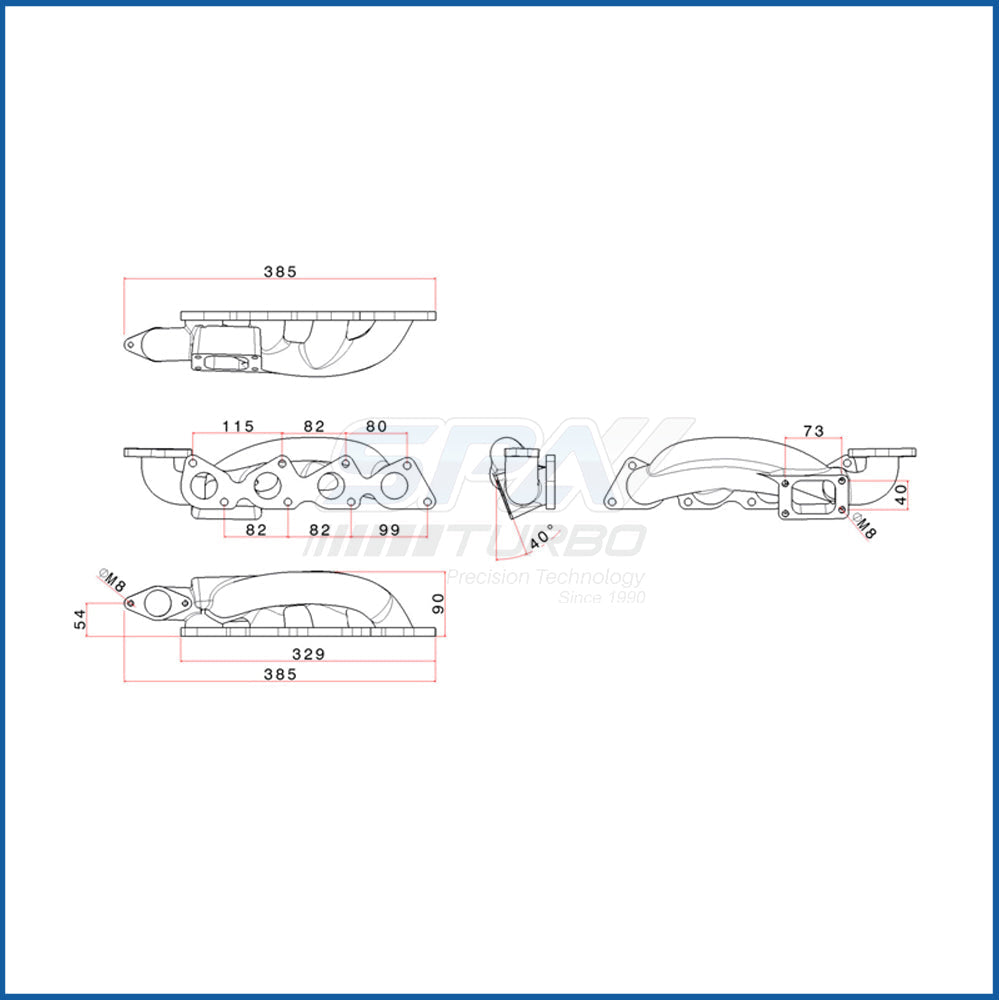 VW Polo 6N2 / 1.4L / 1.6L / 8V AUD AKK T25 turbo manifold w/ external WG