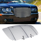 2005-2010 Chrysler 300/300C Front Bumper Hood Upper Grille Insert Replacement Chrome Stainless Steel Billet Style
