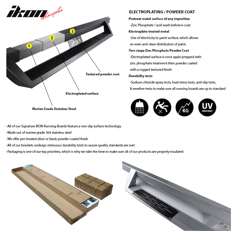 2009-2023 Dodge Ram 1500 IKON V1 Style Black Running Board Solid Steel