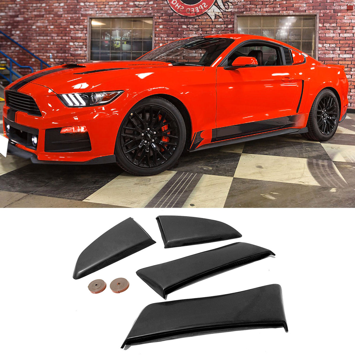 2015-2019 Ford Mustang Rear Window Louver & Quarter Panel Side Scoops