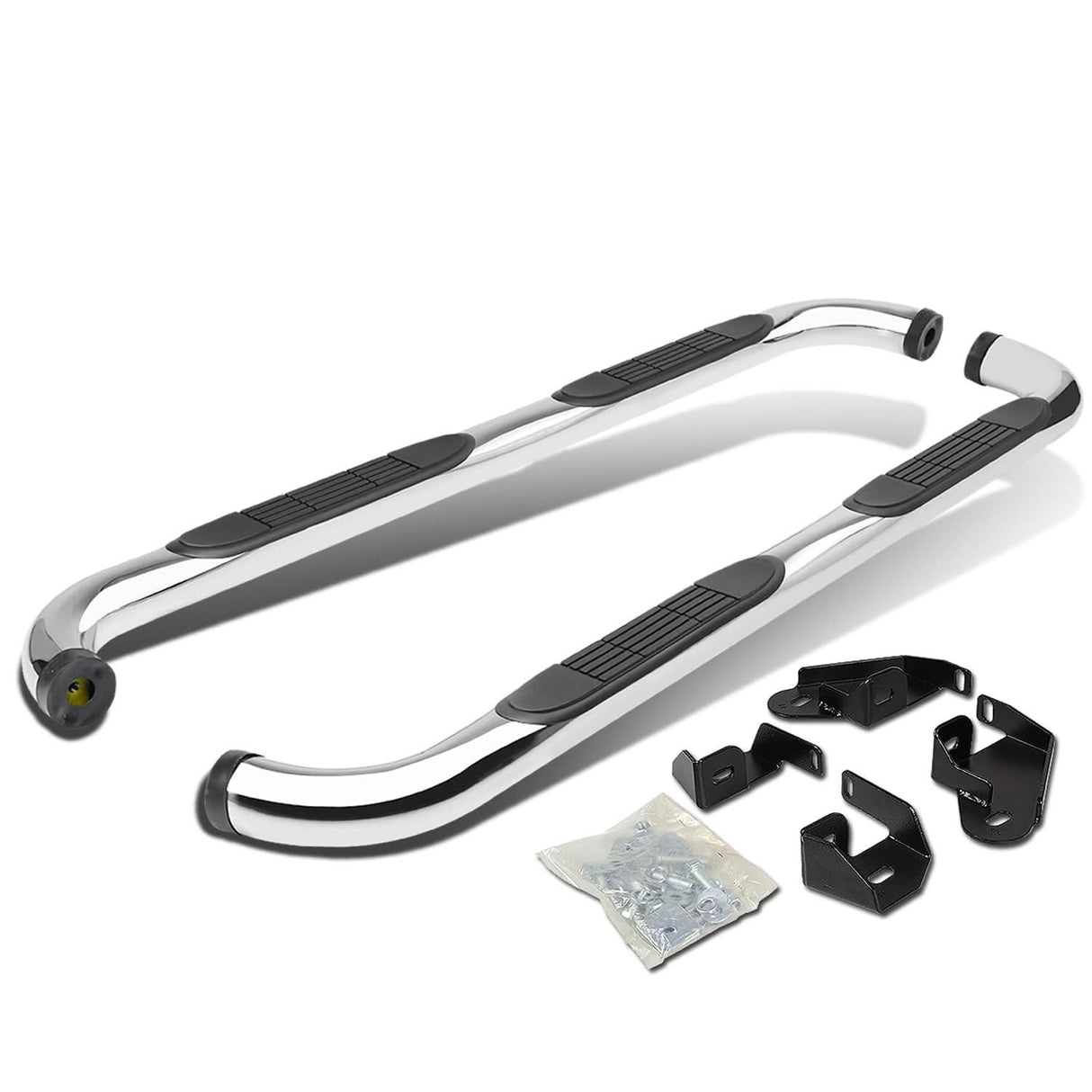 01-04 Toyota Tacoma Double Cab 3" Round Nerf Bars - Silver
