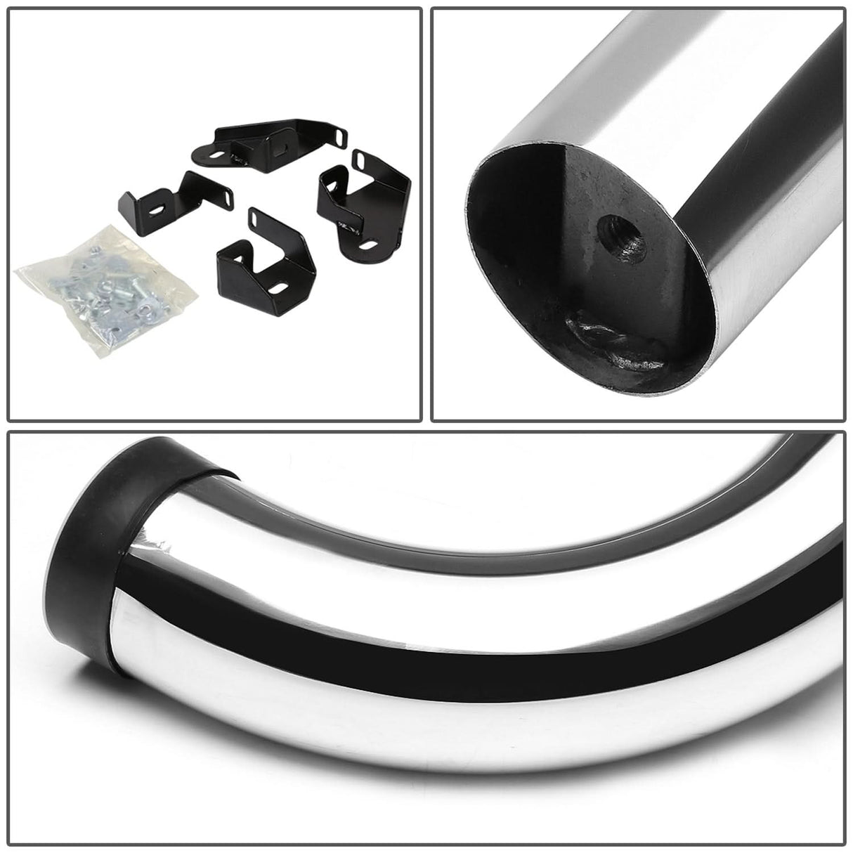 01-04 Toyota Tacoma Double Cab 3" Round Nerf Bars - Silver