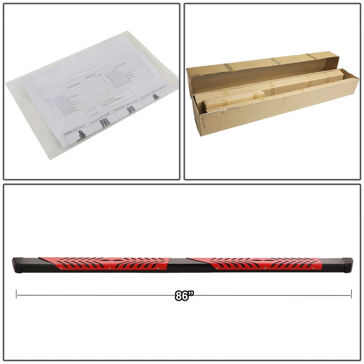 2019-2020 Dodge Ram 1500 Crew Cab 5.5" Nerf Bar Step Bar Black/Red