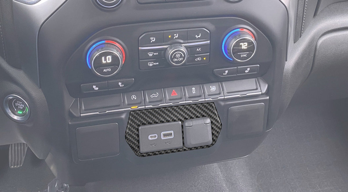 USB Center Dash Accent Overlay Fits 2019-2027 Chevrolet Silverado
