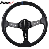 Universal 350MM 6 Hole Deep Dish Black Steering Wheel Emblem PVC