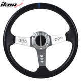 350MM 6 Hole Steering Wheel Deep Dish Silver Spoke Horn & Emblem PVC