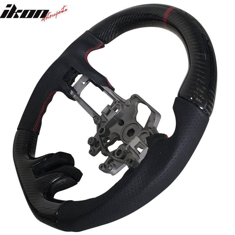 2015-2017 Mustang V4 Matte Steering Wheel Red Ring CF Real Leather