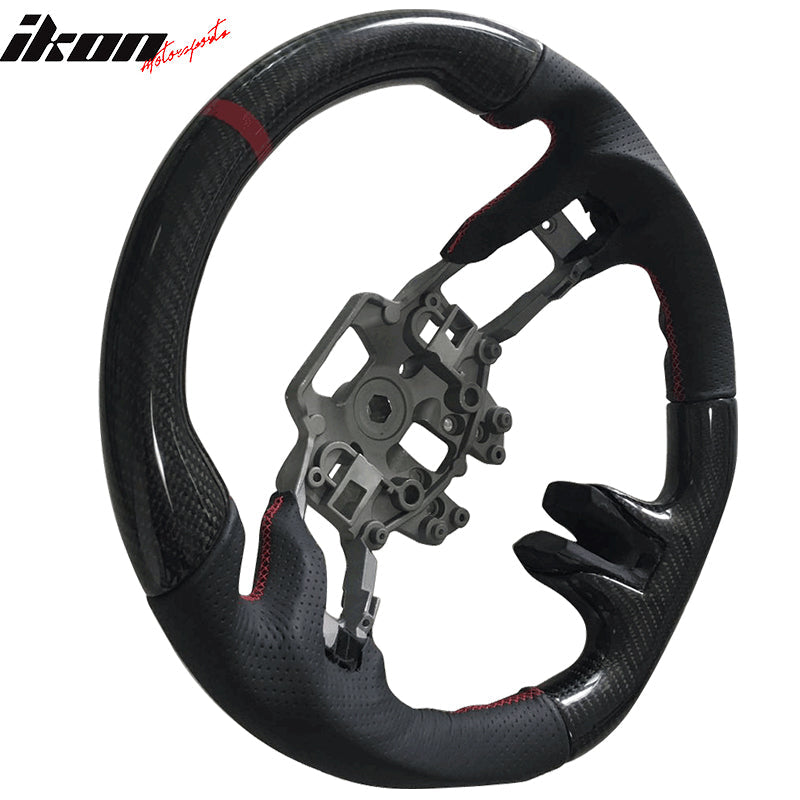 2015-2017 Mustang V4 Matte Steering Wheel Red Ring CF Real Leather