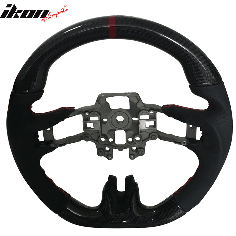 2015-2017 Mustang V4 Matte Steering Wheel Red Ring CF Real Leather