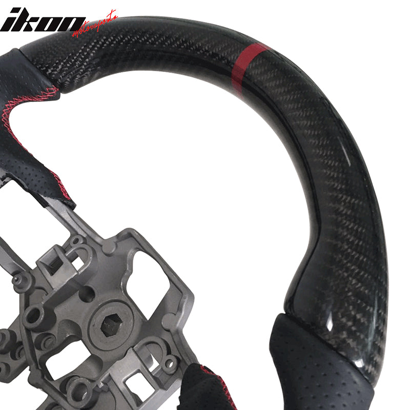 2015-2017 Mustang V4 Matte Steering Wheel Red Ring CF Real Leather