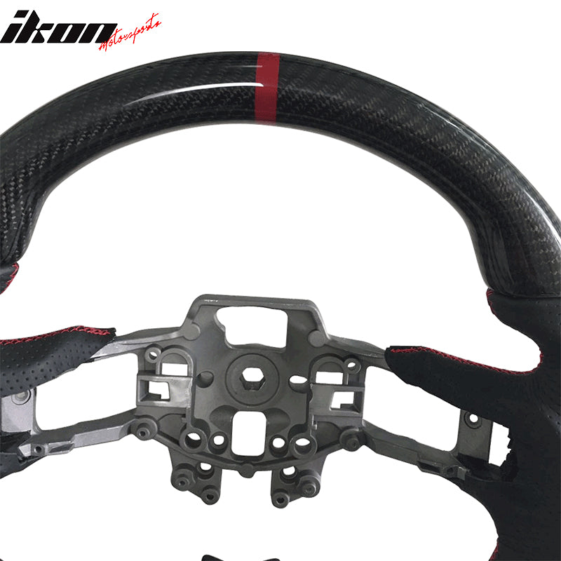 2015-2017 Mustang V4 Matte Steering Wheel Red Ring CF Real Leather