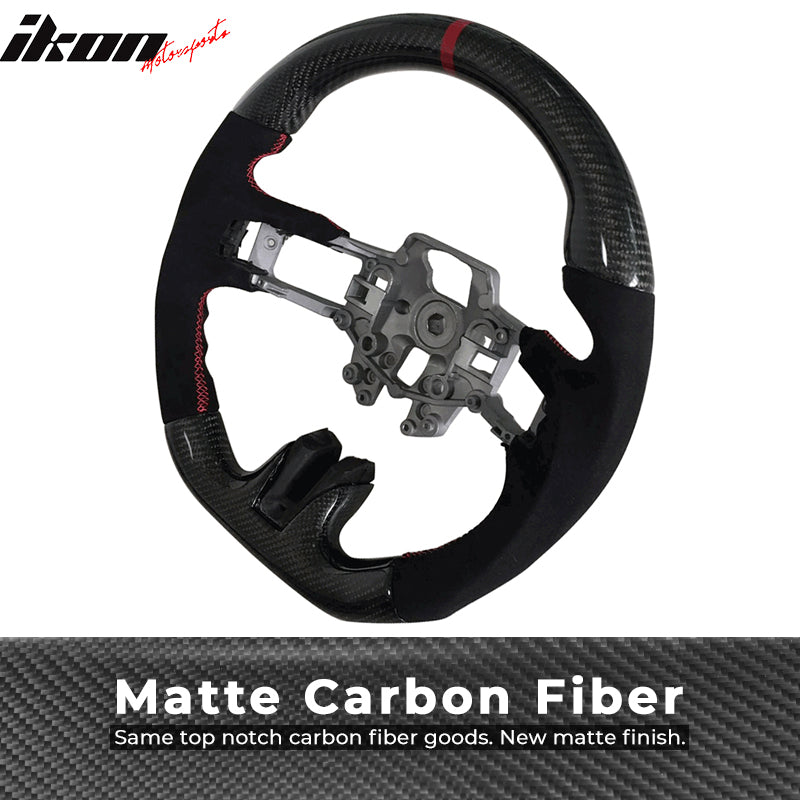 2015-2017Â Ford Mustang V3 Steering WheelMatte CF Synthetic Suede Red R