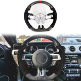 2018-2023 Ford Mustang V1 Steering Wheel w/ Red Stitching Carbon Fiber