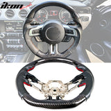 2018-2023 Ford Mustang V1 Steering Wheel w/ Red Stitching Carbon Fiber