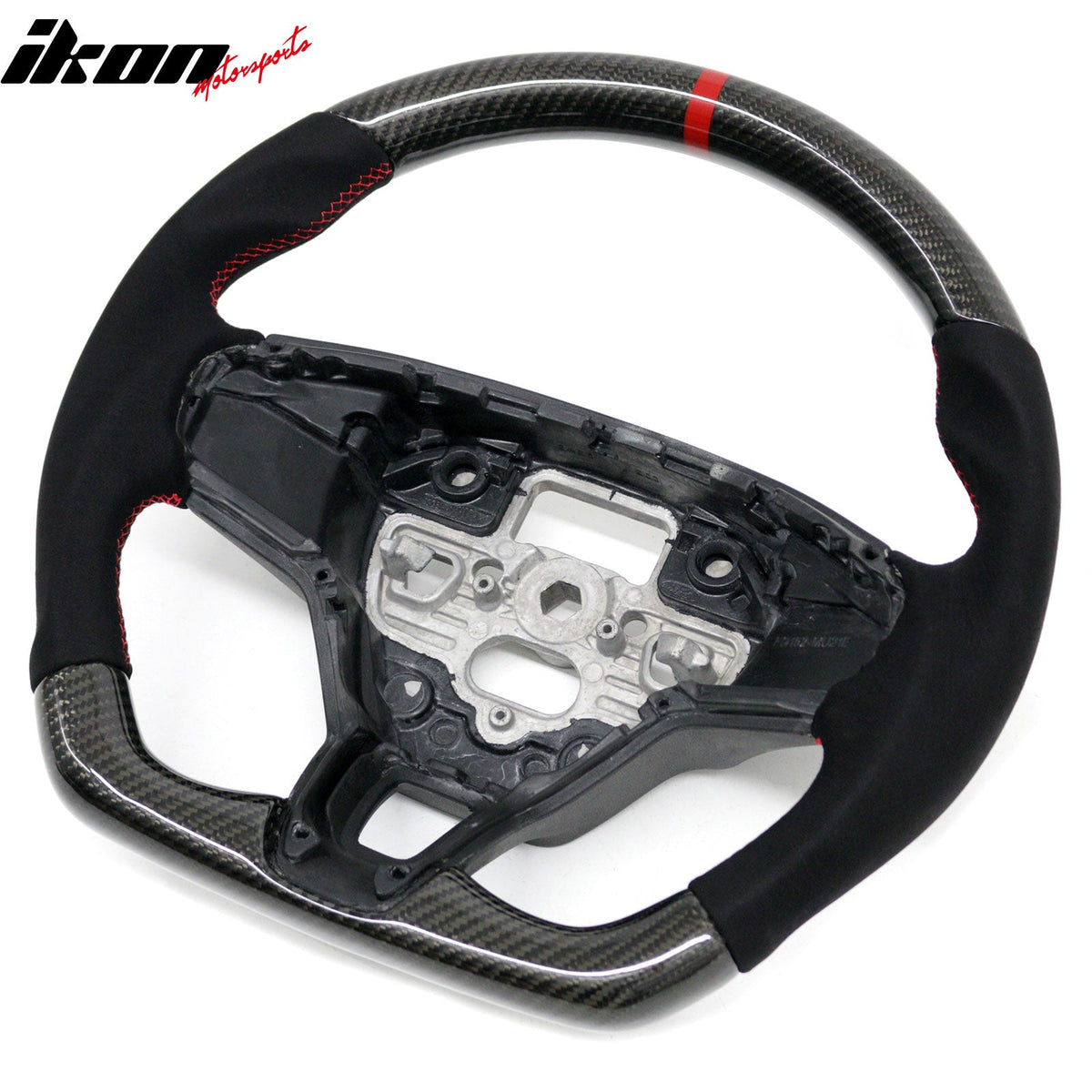 2021-2026 Ford Mustang Mach-E Interior Quick Release Steering Wheel Replacement W/Red Stitching & Indicator Carbon Fiber/Synthetic Suede