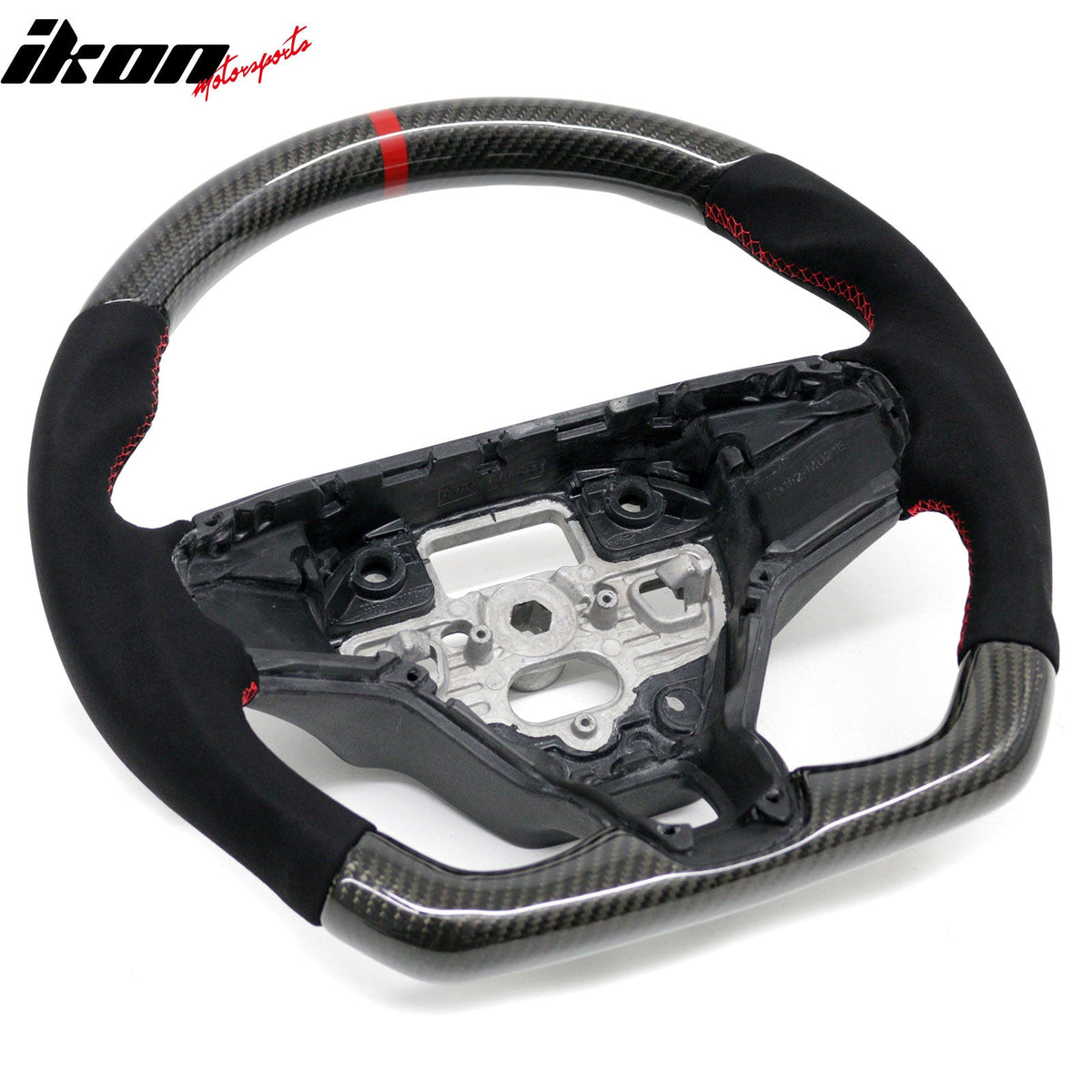 2021-2026 Ford Mustang Mach-E Interior Quick Release Steering Wheel Replacement W/Red Stitching & Indicator Carbon Fiber/Synthetic Suede