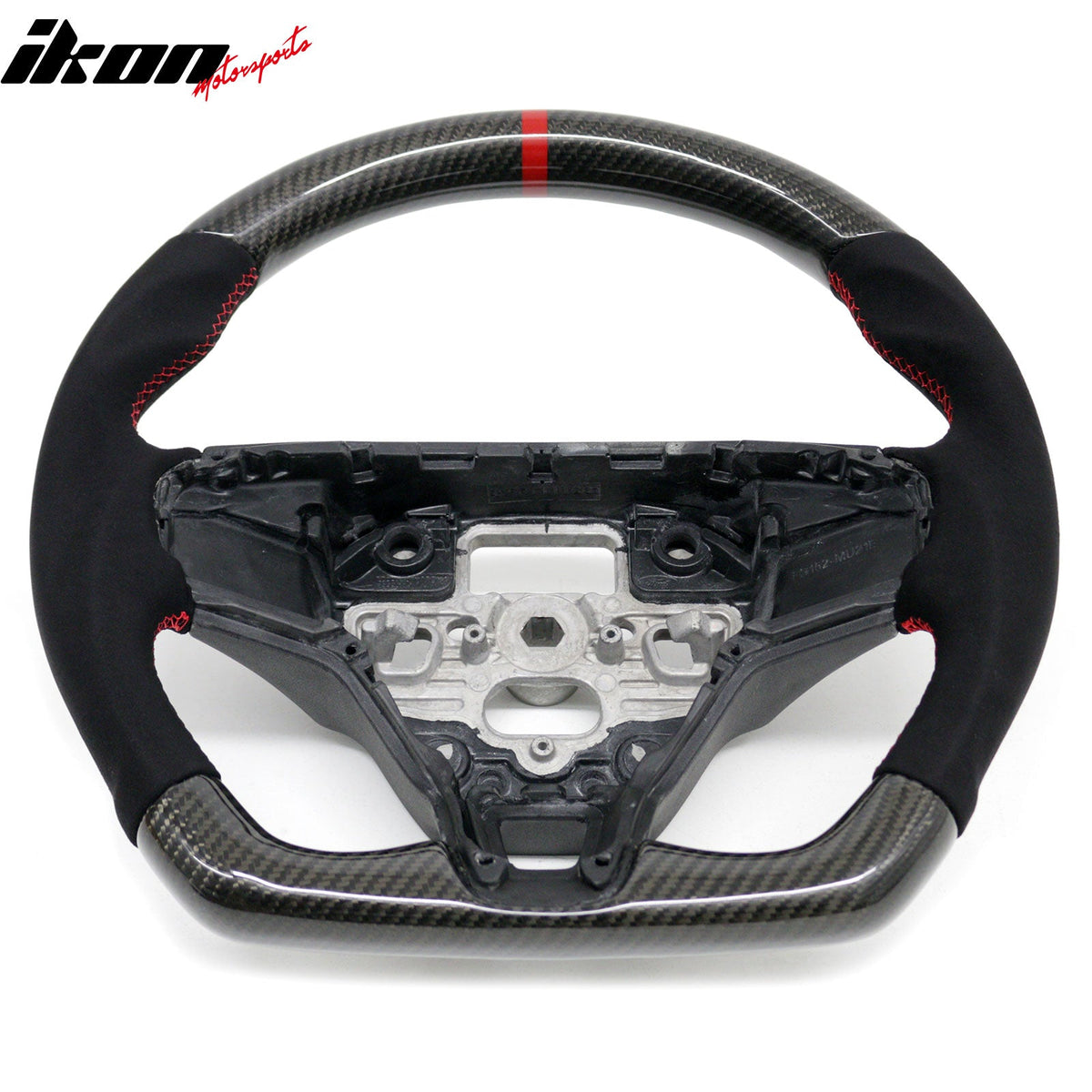 2021-2026 Ford Mustang Mach-E Interior Quick Release Steering Wheel Replacement W/Red Stitching & Indicator Carbon Fiber/Synthetic Suede