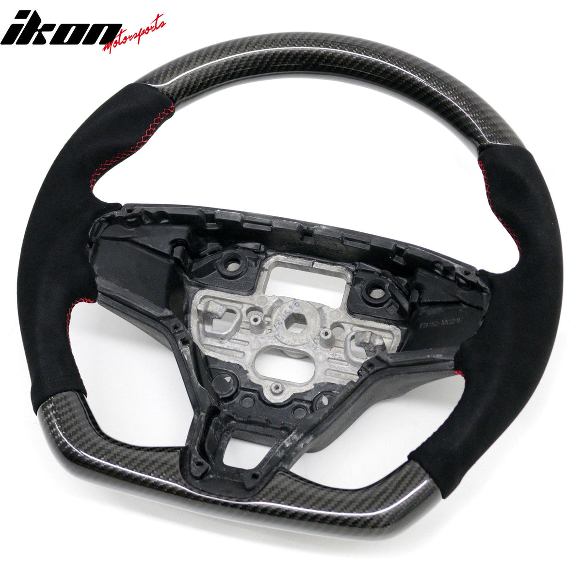 2021-2026 Ford Mustang Mach-E Interior Quick Release Steering Wheel Replacement W/Red Stitching Carbon Fiber/Synthetic Suede